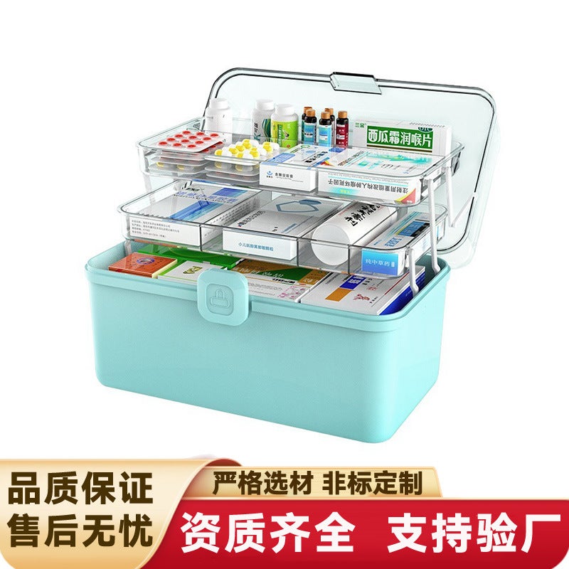 Large-Capacity Household Food-Grade Plastic Medicine Storage Box Multi-Layer Waterproof And Dustproof Extra-Large Classification Medicine Box Medicine Box - Image 2